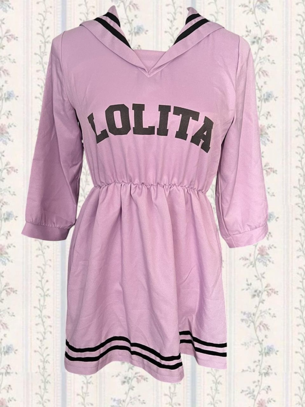 Lolita Pink Sailor Dress with Black Trim